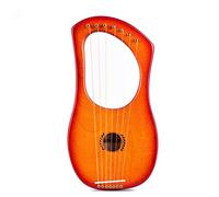 Arpa portatile a 7 corde, arpa a lira, stile antico, strumento a corde in legno, con borsa per il trasporto, set di corde, chiave per accordatura, 2 pezzi, plettri