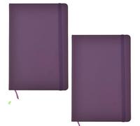 ARPAN Agenda A5 con copertina rigida e nastro segnalibro con chiusura elastica, carta da 80 g/m², 136 fogli, perfetta per ufficio, casa, scuola, affari (colore viola, confezione da 2)