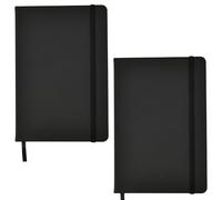 ARPAN Agenda A5 con copertina rigida e nastro segnalibro con chiusura elastica, carta da 80 g/m², 136 fogli, perfetta per ufficio, casa, scuola, affari (colore nero, confezione da 2)