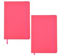 ARPAN Agenda A5 con copertina rigida e nastro segnalibro con chiusura elastica, carta da 80 g/m², 136 fogli, perfetta per ufficio, casa, scuola, affari (colore rosa, confezione da 2)