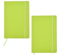 ARPAN Agenda A5 con copertina rigida e nastro segnalibro con chiusura elastica, carta da 80 g/m², 136 fogli, perfetta per ufficio, casa, scuola, affari (colore verde, confezione da 2)