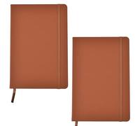 ARPAN Agenda A5 con copertina rigida e nastro segnalibro con chiusura elastica, carta da 80 g/m², 136 fogli, perfetta per ufficio, casa, scuola, affari (colore marrone, confezione da 2)