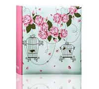 Arpan Album fotografico per 200 foto, 10 x 15 cm, stile vintage, con gabbia per uccelli e rose