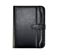 Arpan - Cartellina per conferenze, formato A4, con calcolatrice e pad/portafoglio esecutivo con cintura di chiusura, colore: Nero
