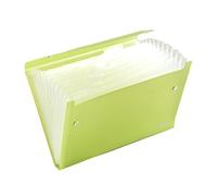 Arpan - Cartellina portadocumenti con 13 soffietti, formato A4, con chiusura a bottone, per casa, lavoro, ufficio, business, famiglia, finanza, scuola, università, colore verde chiaro