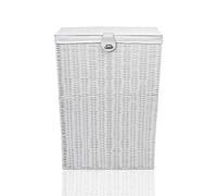 Arpan Cesto portabiancheria, grandi dimensioni, in resina, con coperchio e chiusura, rivestimento amovibile, colore bianco, 85 litri