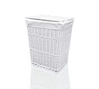 ARPAN - Cesto portabiancheria, Grandi Dimensioni, in Vimini, con Rivestimento in Tessuto Bianco, 32 cm Lu x 45 cm la x 59 cm h