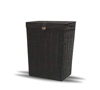 Arpan Cesto portabiancheria in resina con coperchio, chiusura e fodera con fodera rimovibile, colore: nero - M