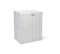 Arpan Cesto portabiancheria, medie dimensioni, in resina, con coperchio, fodera amovibile, colore bianco
