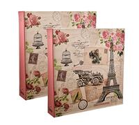 ARPAN CL-FL500-X2 - Raccoglitore a 3 Anelli per Album Fotografico CD/Dvd, Tasche Orizzontali Verticali, per 500 Foto da 10 x 15 cm (Viaggio Vintage), Confezione da 2