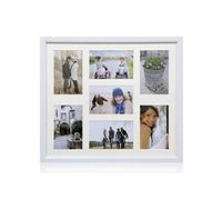 ARPAN Cornice portafoto in MDF Multi Apertura per 7 Foto, 7,6 x 15, 10,2 cm e 10,2 x 10,2 x 15,2 cm, Bianco, W40.5 x H35.2cms