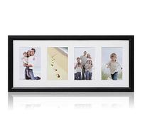 ARPAN MDF 4, Multi Apertura Cornice Moderna Foto con Supporto, Legno, Nero, 4 Images
