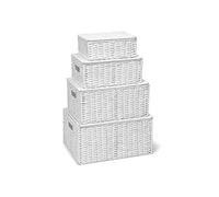 ARPAN Nuovo bianco Set di corda 4 di conservazione della carta Hamper cesto con coperchio - Compreso Xlarge, Grande, Medio, Piccolo