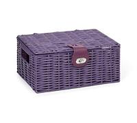 ARPAN, Piccolo Cestino in Resina Intrecciata con Coperchio e Serratura, Viola, Size:Small W28cm X D20cm X H12.5cm approx