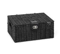 Arpan Piccolo resina Woven Basket archiviazione scatola con coperchio & Lock - Nero