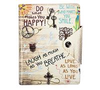 Arpan - Quaderno a righe, formato A5, con scritta "Life Inspirational", copertina imbottita in pelle con chiusura a bottone (slogan), colore: Panna