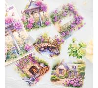 Arpaper Adesivi Fiori Scrapbooking Stickers Aesthetic 100 Pz PET Trasparenti Stickers Carta Decorativa per Fai da Te Bullet Journal Album Calendario Diario(The Garden of Sicily B)