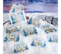 Arpaper Scrapbooking Adesivi Accessori 60 Pezzi Neve Scenario Adesivi Estetica PET Materiale Adesivi Decorativi per Scrapbooking, Journaling, Album DIY (Inverno Neve Scenario)