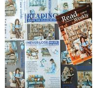 Arpaper Scrapbooking Stickers Accessori Bullet Journal Lettura Set di adesivi estetici per scrapbooking,adatti per decorazioni, journaling, album fotografici,computer(A Corner of the Study)