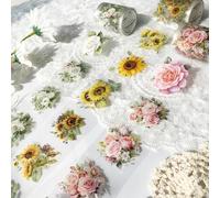 Arpaper Washi Tape Set 3 Rotoli PET Adesivi Scrapbooking Stickers Decorativo con Fiori Tape Nastro Adesivo Decorativo per Bullet Journal, Album Fai da Te,Diario Proiettile, Artigianato（Fiore