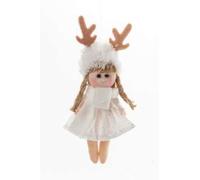 ARPIMEX Bambolina Natale in Stoffa 15 Cm Bianco