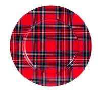 ARPIMEX Piatto Decorativo Tartan di Natale D 33 Cm Metallo Rosso
