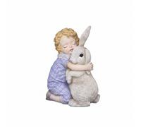 Arpimex Statuina Bimba con Coniglio Lavanda Resina H 21 cm