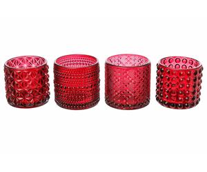 ARPIMEX Vasetti Vetro Portacandele D 7 Cm H 6,8 Cm Rosso Mix 4 Pz