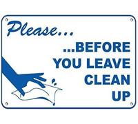 ARPINO Targa in latta, 20,3 x 30,5 cm, con scritta in lingua inglese "Please Before You Leave Clean Up", cartello di sicurezza