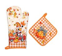 Arquiel Autunnale Gnomo Zucca Guanti Da Forno Presina Set Di 2, Cotone Addensare Guanti Da Forno A Microonde, Presine Da Cucina Morbida Resistenti Al Calore Per Ringraziamento Arrostire, Cuocere