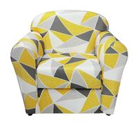 Arquiel Fodere Copripoltrona Elasticizzato 1 Posto 2 Pezzi, Fodere Copridivano Con Braccioli Antiscivolo Fodere Copridivano Lavabile Protezione Per Soggiorno Camera(Geometria gialla)
