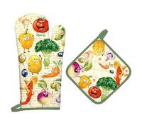 Arquiel Guanti Da Forno Presina Set Di 2, 100% Cotone Addensare Guanti Da Forno A Microonde, Presine Da Cucina Morbida Resistenti Al Calore Per Arrostire, Cuocere(Verdure Interessanti)