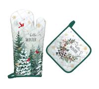 Arquiel Guanti Da Forno Presina Set Di 2 Natale, Pino Invernale Cotone Addensare Guanti Da Forno A Microonde, Presine Da Cucina Morbida Resistenti Al Calore Per Arrostire, Cuocere Decorativo Regalo