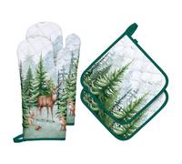 Arquiel Guanti Da Forno Presina Set Di 4, 100% Cotone Addensare Guanti Da Forno A Microonde, Presine Da Cucina Morbida Resistenti Al Calore Per Arrostire, Cuocere(animali del bosco)