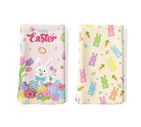 Arquiel Set di 2 Strofinacci Cucina Pasqua Coniglietto Cucina Strofinacci Cotone 100% Assorbente Floreale Canovacci Cucina Decorazione Regali di Vacanza per Cucina 48 cm x 70 cm