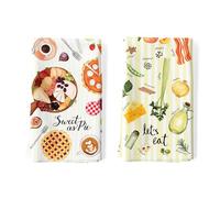 Arquiel Set di 2 Strofinacci Cucina Verdure Cucina Strofinacci Cotone 100% Assorbente Il caffè Cibo Canovacci Cucina Decorazione Regali di Vacanza per Cucina 48 cm x 70 cm