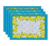 Arquiel Set Di 4 Tovagliette Lavabili Estiva Limoni Tovaglietta Resistenti Al Calore, Facile Pulizia, Antiscivolo, Ideali Per La Tavolo Da Cucina,33X48Cm