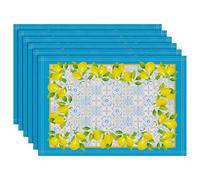 Arquiel Set Di 6 Tovagliette Lavabili Estiva Limoni Tovaglietta Resistenti Al Calore, Facile Pulizia, Antiscivolo, Ideali Per La Tavolo Da Cucina,33X48Cm