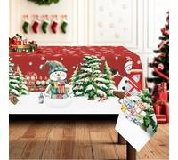 Arquiel Tovaglia Natale Pupazzo Di Neve Impermeabile, Tovaglie Rettangolare di Natale Resistente, Copritavolo Lavabile per Cucina Domestica Decorazione per Feste Autunno Inverno(152x304 Cm)