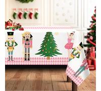 Arquiel Tovaglia Natale Schiaccianoci Rosa Impermeabile, Tovaglie Rettangolare di Natale Resistente, Copritavolo Lavabile per Cucina Domestica Decorazione per Feste Autunno Inverno(152x213 Cm)