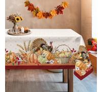 Arquiel Tovaglia Rettangolare Tacchino Giorno Del Ringraziamento, Tovaglia Antimacchia Zucca Impermeabile, Tovaglia Stampato Lavabile per Cucina Feste Decorazione da Tavolo Autunno(140x180 Cm)