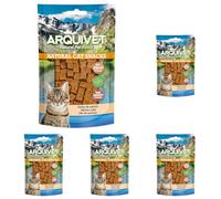 ARQUIVET Cubetti di salmone - 50 gr - Snack 100% naturali per gatti - Prodotto a basso contenuto di grassi, leggero - Natural Cat Snacks (Confezione da 5)