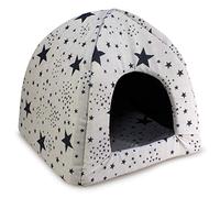 Arquivet Iglù Stelle Nere per Cani e Gatti con Cuscino Rimovibile - 45 x 45 x 40 cm - Grotta per Animali - Letto per Il Riposo di Cani e Gatti