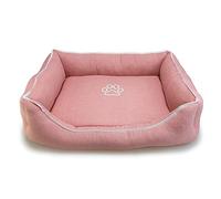 Arquivet Lettino per Cani Rosa Quadrato con Orma e Bordatura 55X46X17 cm, Letto per Cani, Accessori per Cani