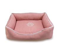 Arquivet Letto per Cani Quadrato Rosa con Orma e Bordatura 70X55X19 cm, Letto per Cani, Accessori per Cani