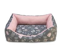 Arquivet Letto quadrato cani in rosa e grigio - 60 x 55 x 18 cm - Dog Bed - Letto imbottito e comodo - Lavare - Letti per animali - Lettino per cani (29301)
