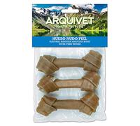 ARQUIVET Osso annodato in pelle bovina - 12 cm - Confezione da 3 unità - Ossa per cani - Snack per cani