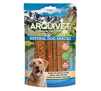 ARQUIVET Pack 12 unità - Strisce di salmone con pelle - 100 g - Snack 100% naturali per cani - prelibatezze per cani - Prodotto leggero - Molto ricco di sostanze nutritive