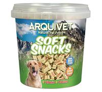 ARQUIVET Soft Snacks - Ossi duo salmone e riso - 800 g- Snack per cani a forma di osso piccoli - Snack per cani - Alimento complementare