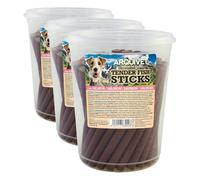 ARQUIVET Tender Meat Sticks - Salmone - 500 g - Bastoncini semi-morbidi per cani - Snack per cani - Aiuto per la cura dei denti (Confezione da 3)